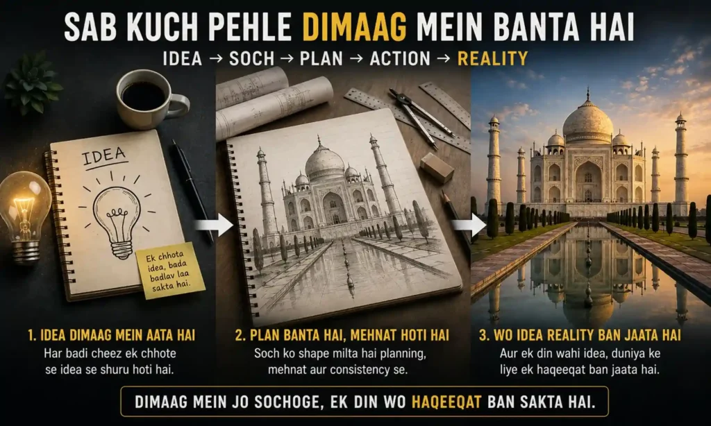 sab kuch pehle dimaag mein banta hai